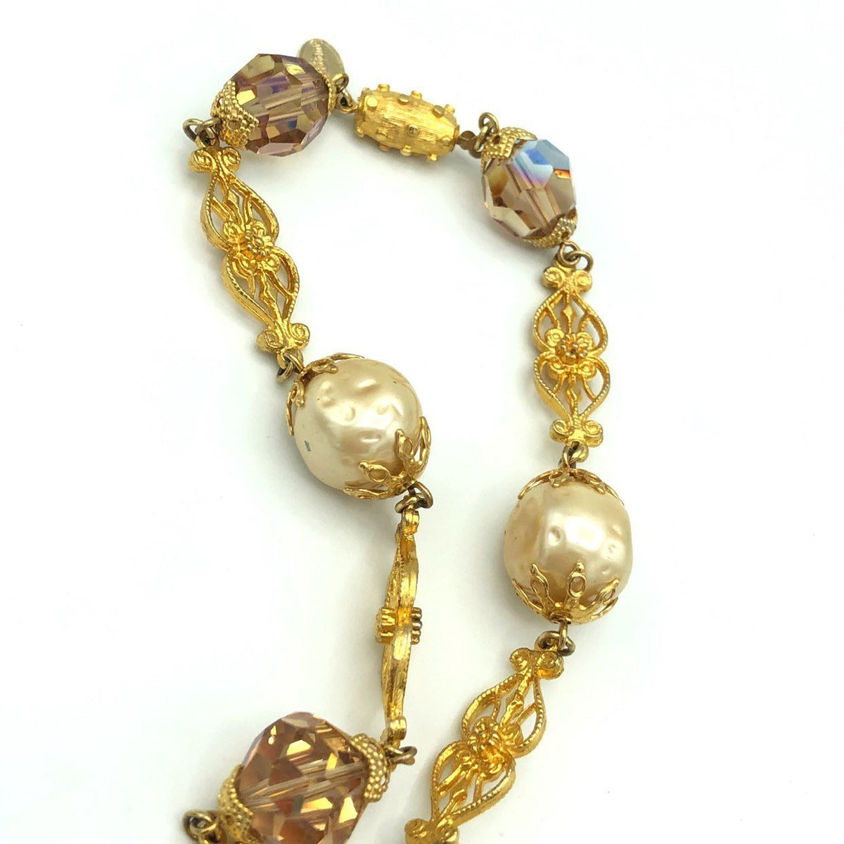 Vintage Vendome Gold Victorian Revival Pearl Necklace - 24 Wishes Vintage Jewelry