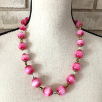 Vintage Vendome Pink Lucite Crystal Bead Necklace - 24 Wishes Vintage Jewelry