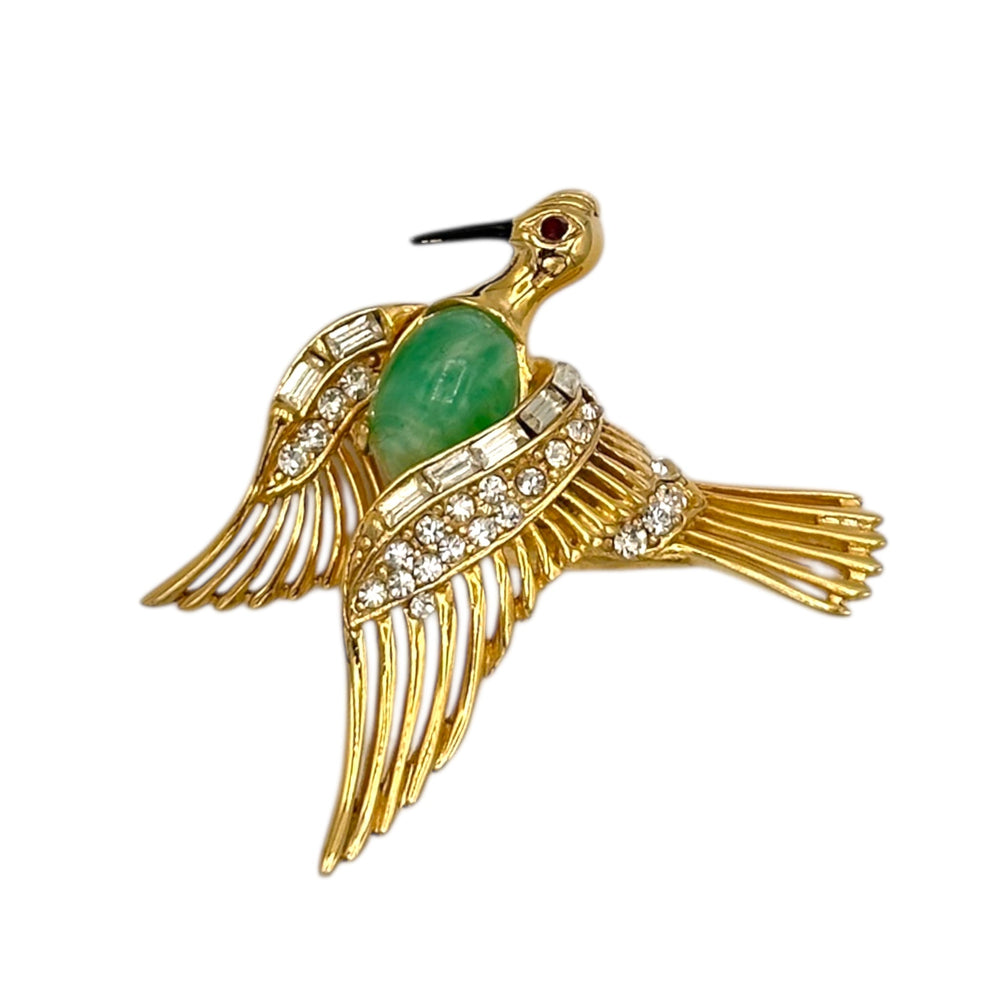 Brooches & PinsVintage Weiss Gold Plated Bird Brooch with Rhinestones