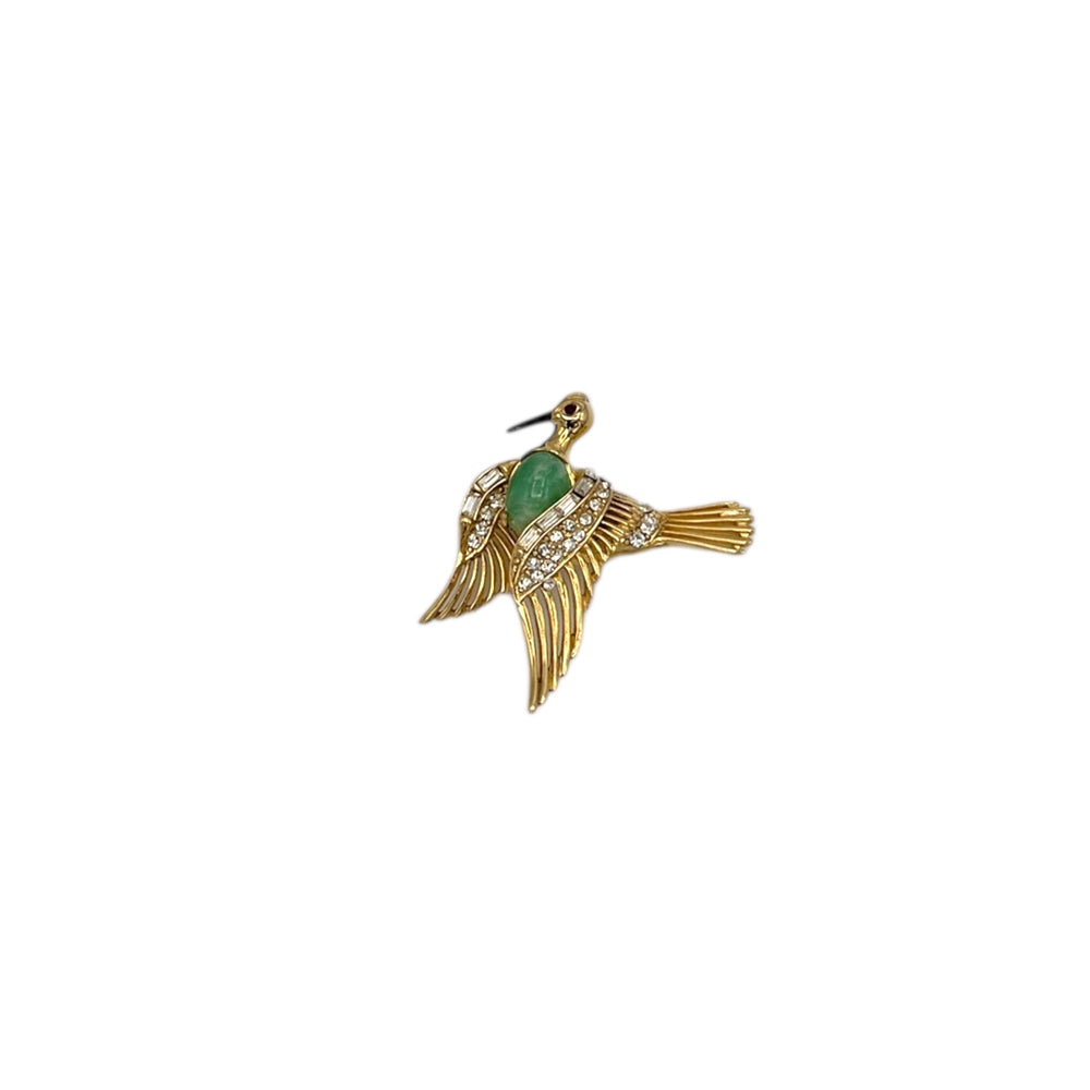 Brooches & PinsVintage Weiss Gold Plated Bird Brooch with Rhinestones