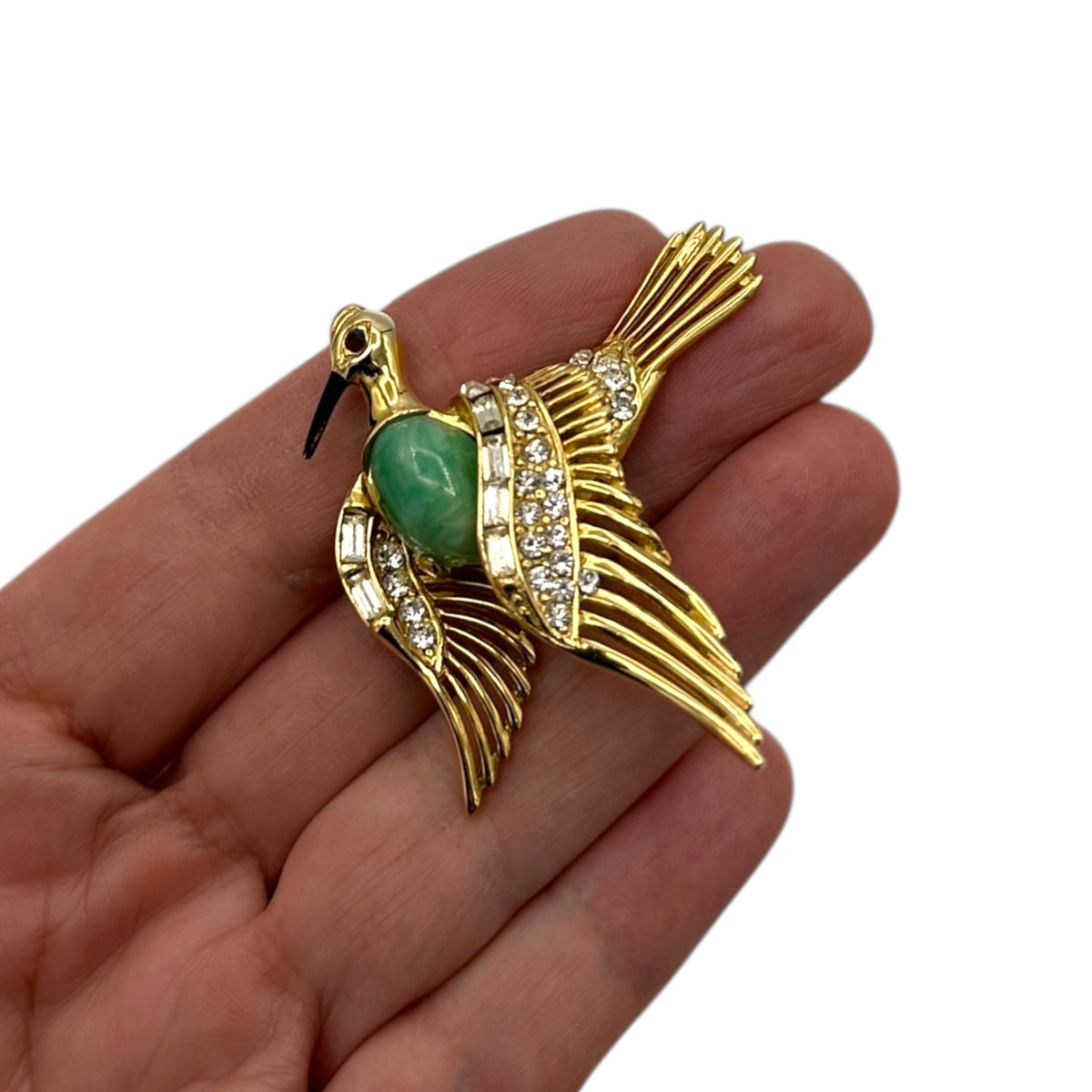Brooches & PinsVintage Weiss Gold Plated Bird Brooch with Rhinestones