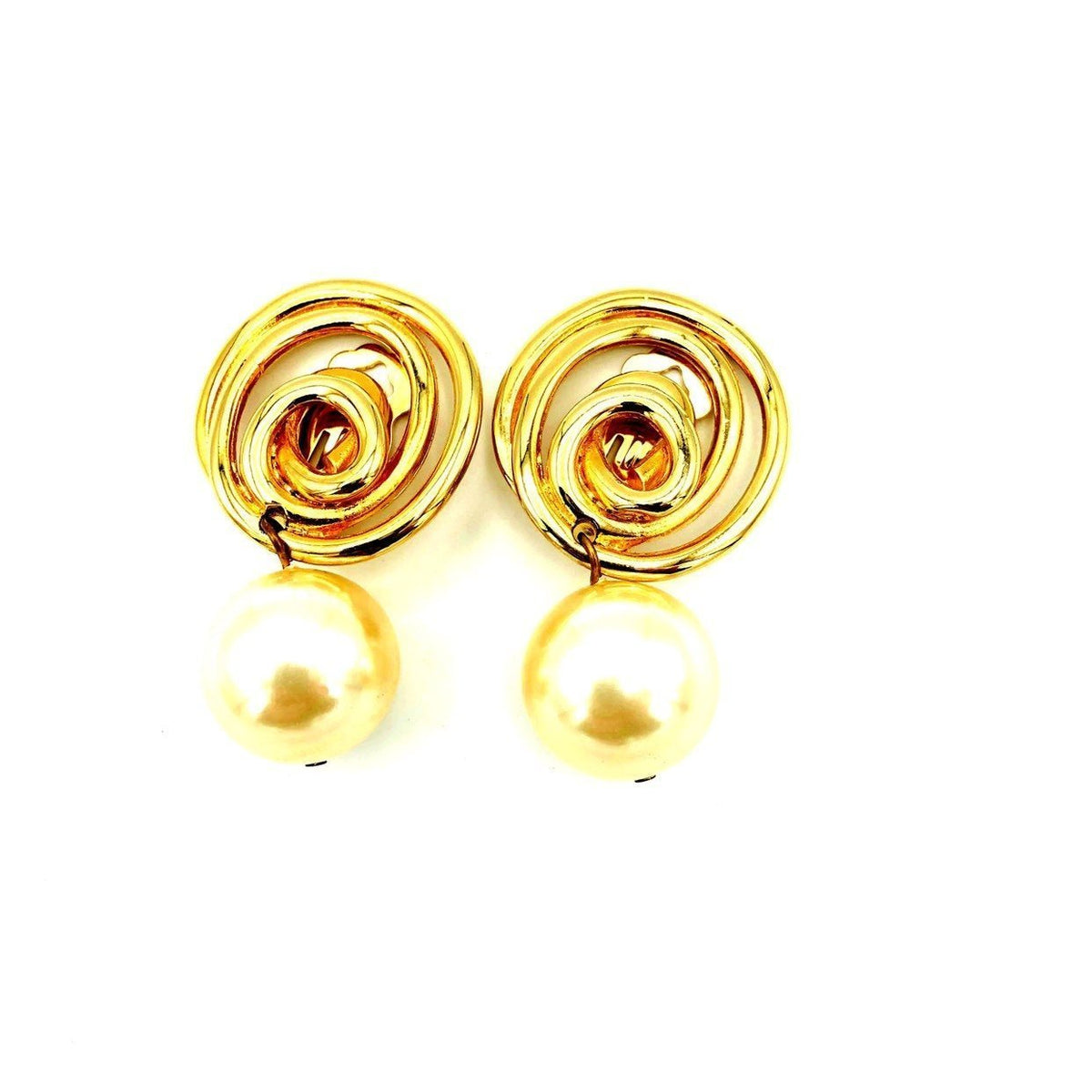 Vintage White Pearl Drop Swirl Earrings By Norma Jean - 24 Wishes Vintage Jewelry