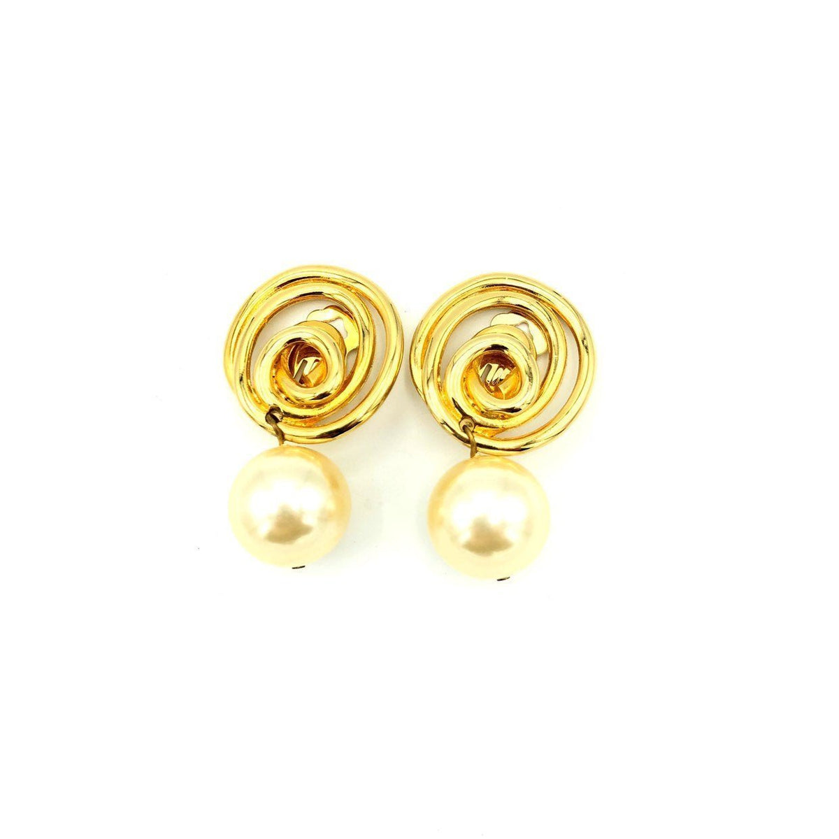 Vintage White Pearl Drop Swirl Earrings By Norma Jean - 24 Wishes Vintage Jewelry