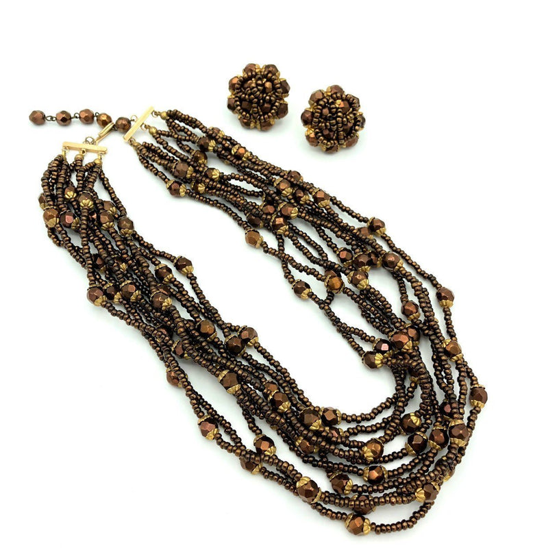 Vogue Brown Bronze Bead Jewelry Set - 24 Wishes Vintage Jewelry