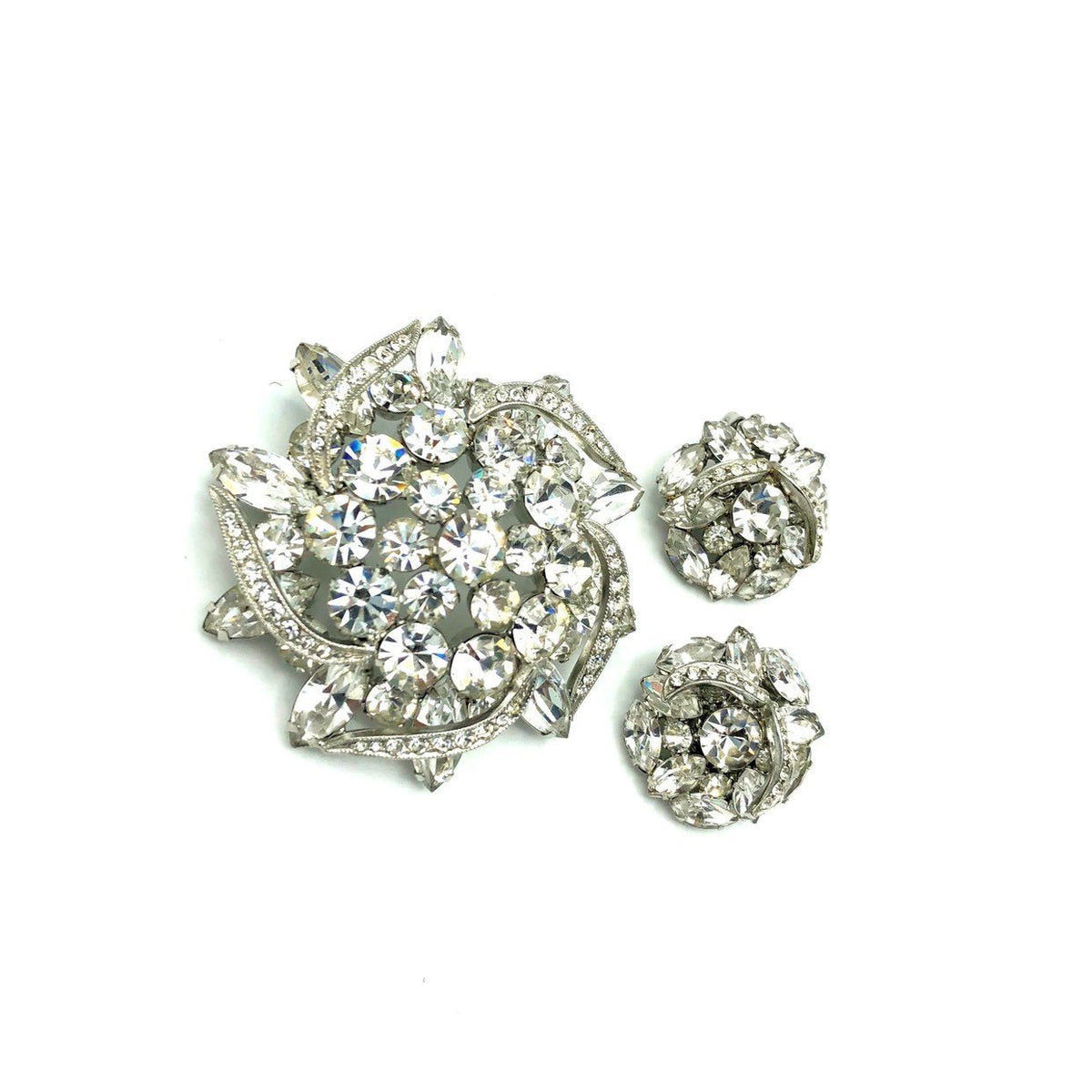 Weiss Clear Rhinestone Diamante Vintage Jewelry Set - 24 Wishes Vintage Jewelry