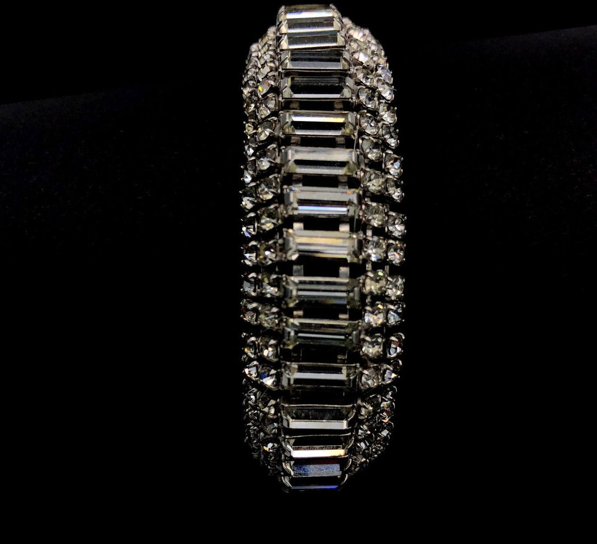 Weiss Clear Rhinestone Statement Bracelet - 24 Wishes Vintage Jewelry