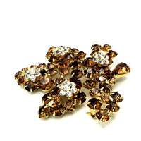 Weiss Large Topaz Brown Rhinestone Leaf Vintage Brooch - 24 Wishes Vintage Jewelry