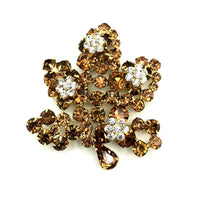 Weiss Large Topaz Brown Rhinestone Leaf Vintage Brooch - 24 Wishes Vintage Jewelry