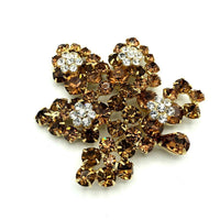 Weiss Large Topaz Brown Rhinestone Leaf Vintage Brooch - 24 Wishes Vintage Jewelry