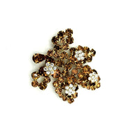 Weiss Large Topaz Brown Rhinestone Leaf Vintage Brooch - 24 Wishes Vintage Jewelry