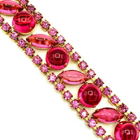 Weiss Pink Rhinestone Vintage Statement Bracelet - 24 Wishes Vintage Jewelry