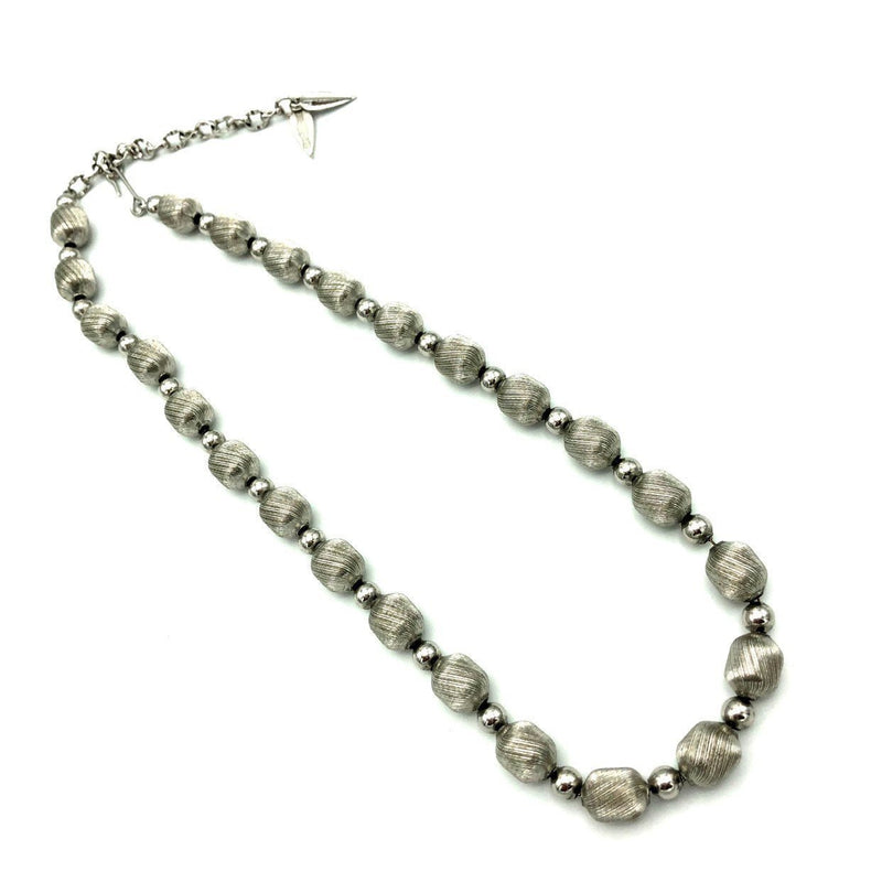 Whiting & Davis Brushed Silver Bead Necklace - 24 Wishes Vintage Jewelry