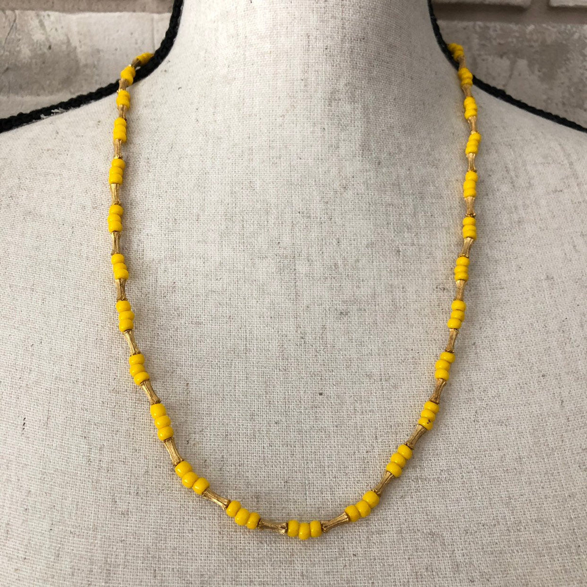 Yellow Beads Vintage Layering Necklace By Les Bernard - 24 Wishes Vintage Jewelry