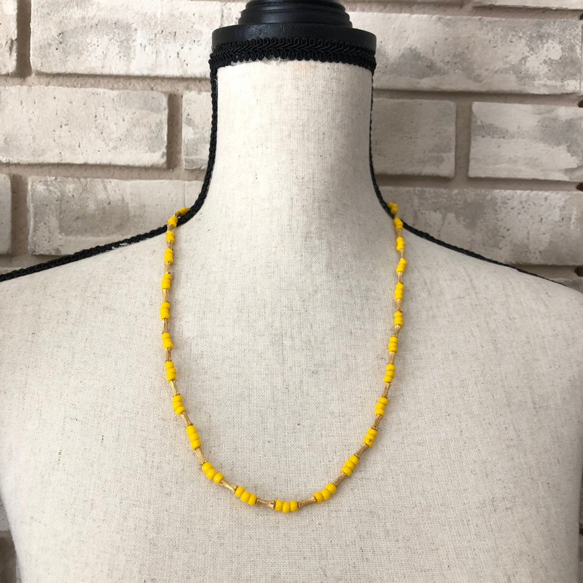 Yellow Beads Vintage Layering Necklace By Les Bernard - 24 Wishes Vintage Jewelry