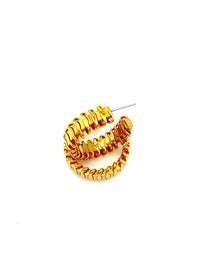 Zig Zag Medium Hoop Gold Pierced Earrings - 24 Wishes Vintage Jewelry