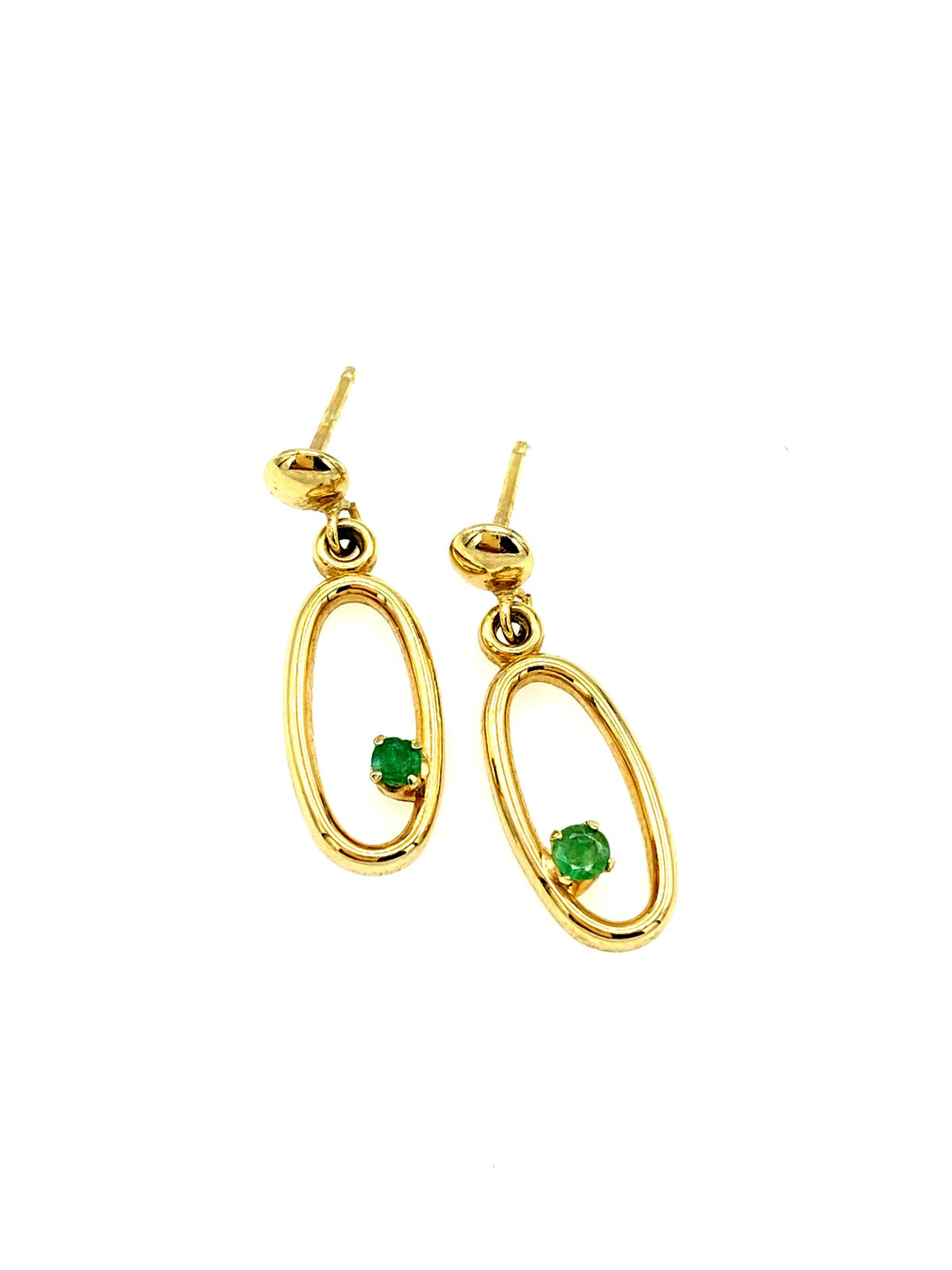 12K Gold Filled Emerald Vintage Hoop Pierced Earrings - 24 Wishes Vintage Jewelry