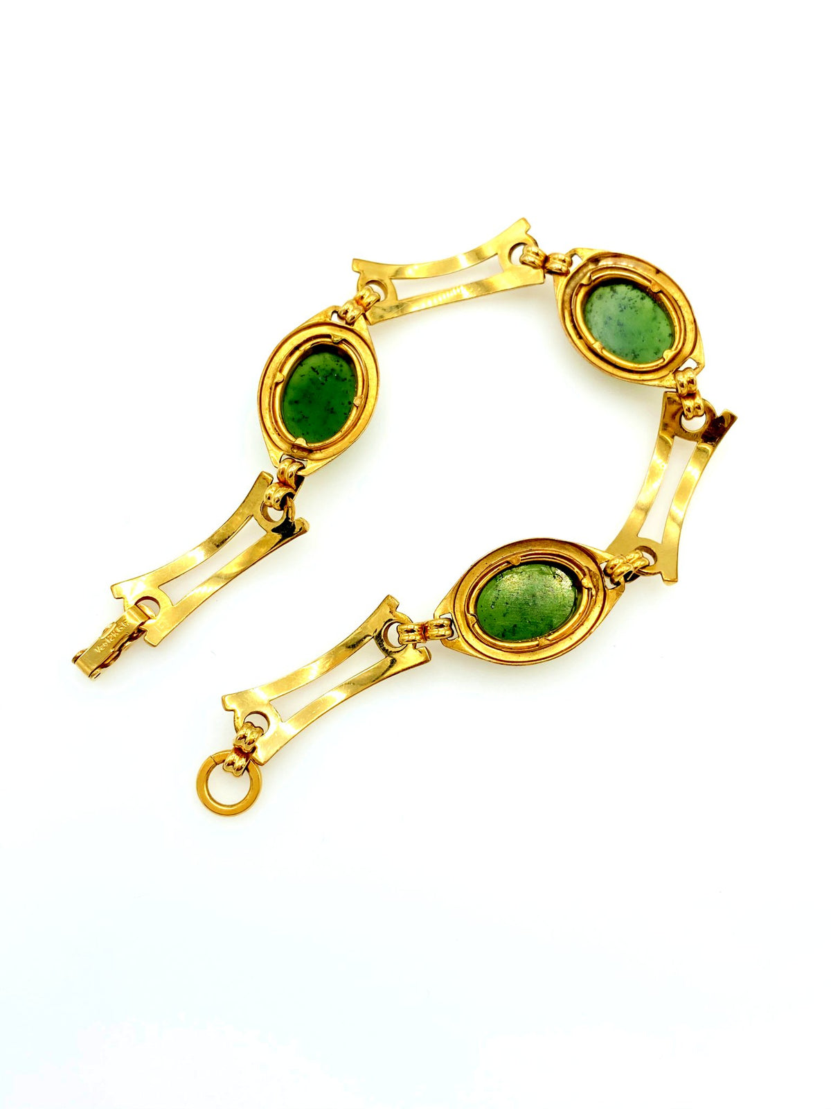 12K Gold Filled Jade Layering Vintage Bracelet - 24 Wishes Vintage Jewelry