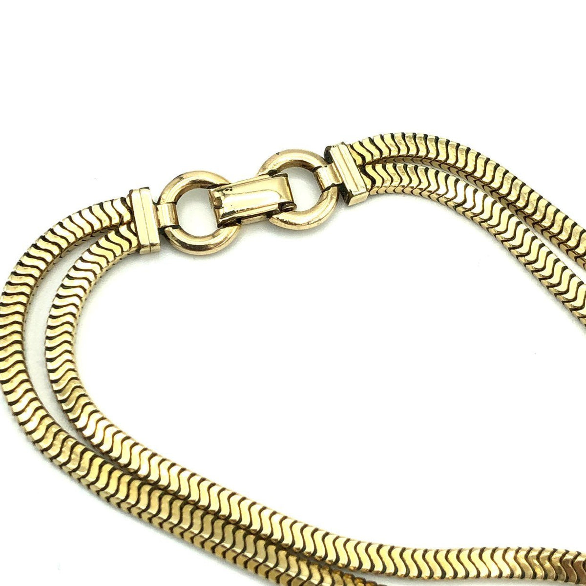 12K Gold Filled Layering Double Snake Chain Vintage Necklace - 24 Wishes Vintage Jewelry