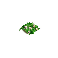Accessocraft Green & Pink Enamel Leaf Vintage Brooch - 24 Wishes Vintage Jewelry
