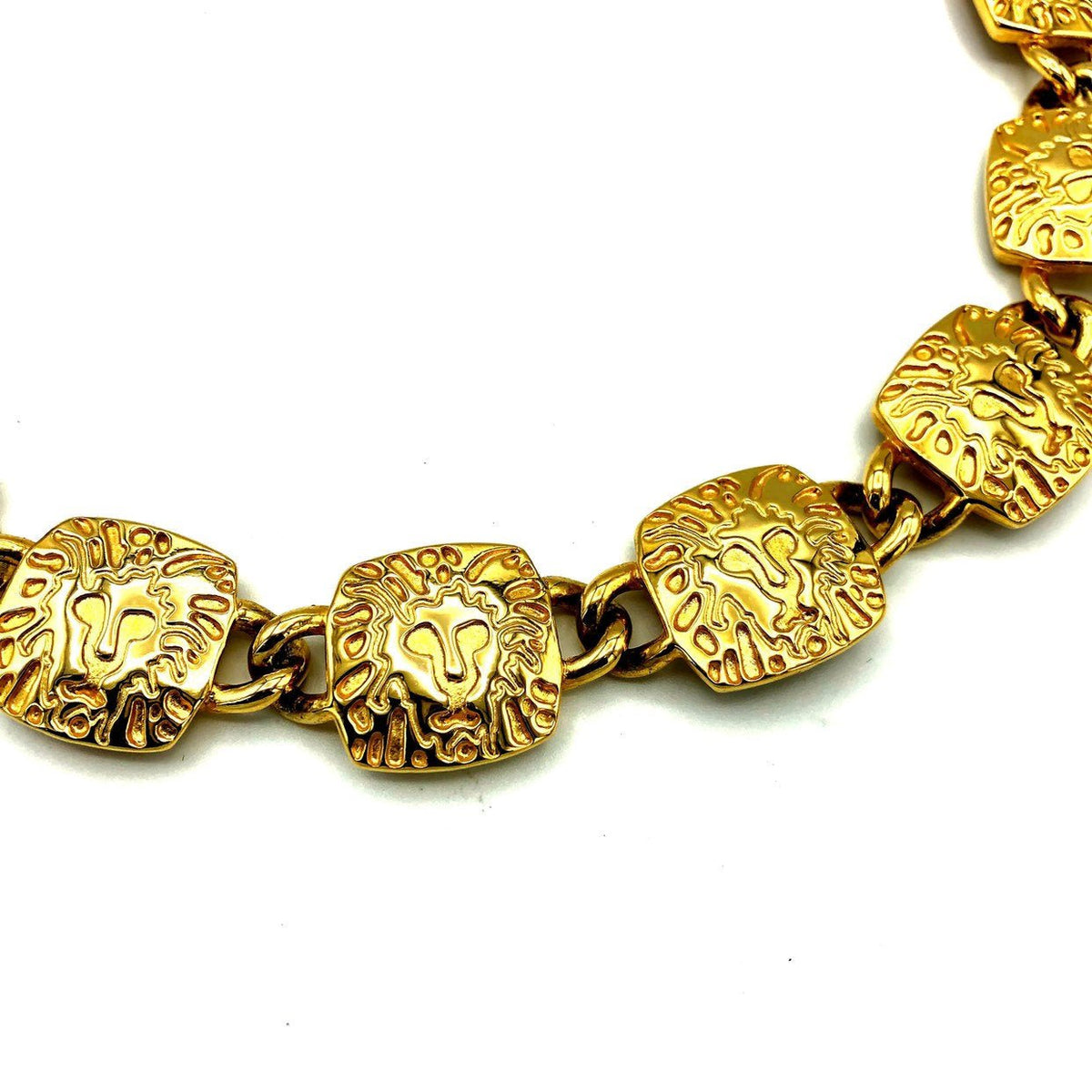 Anne Klein Classic Gold Lion Logo Link Vintage Necklace - 24 Wishes Vintage Jewelry