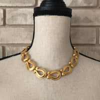 Anne Klein Classic Matt Gold Horse Shoe Link Necklace - 24 Wishes Vintage Jewelry