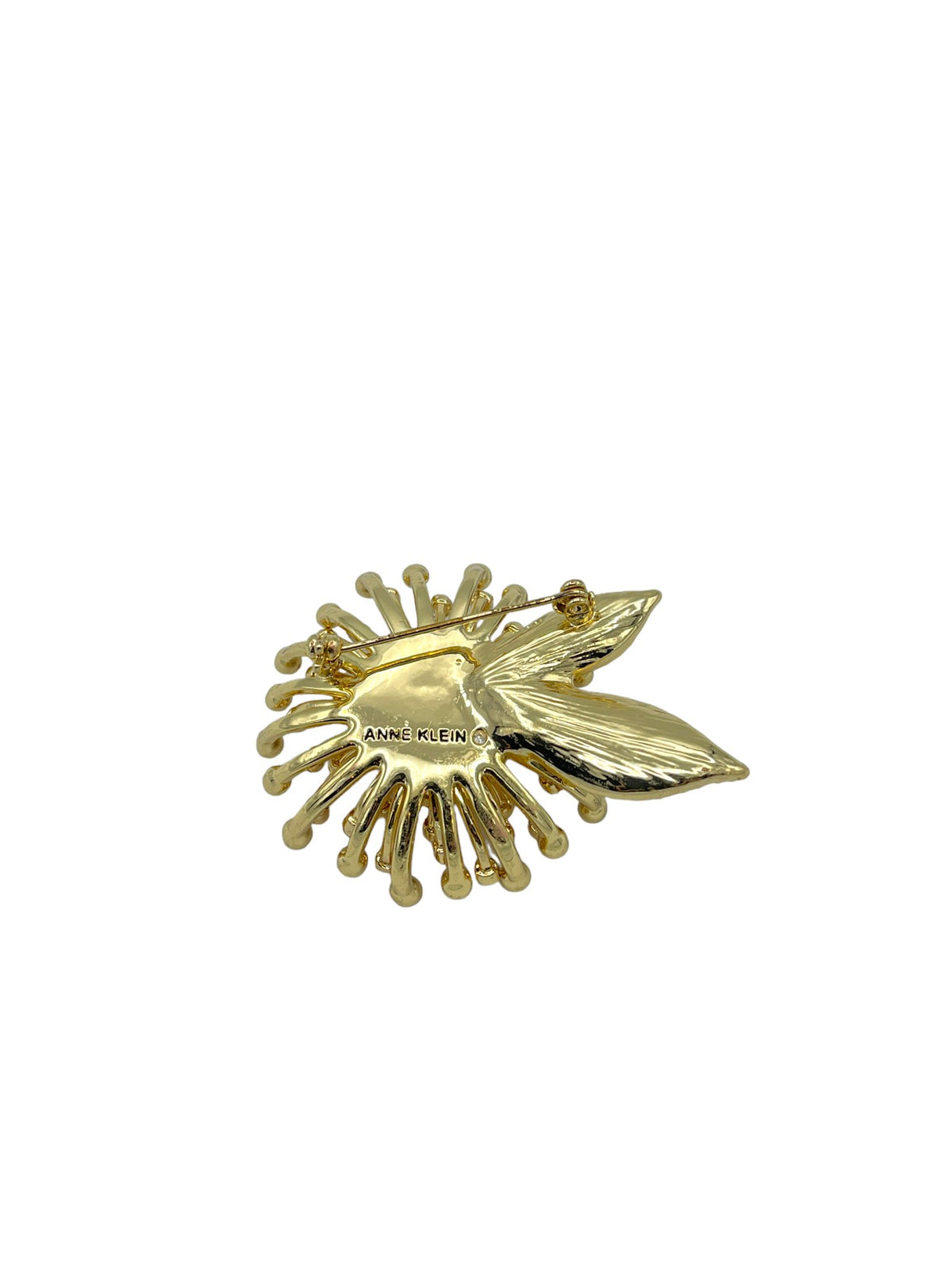 Anne Klein Gold Three Dimensional Flower Brooch - 24 Wishes Vintage Jewelry