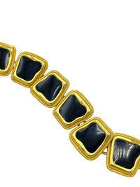 Anne Klein Large Geometric Black Enamel Link Statement Bracelet - 24 Wishes Vintage Jewelry