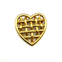 Anne Klein Matt Gold Weave Heart Brooch - 24 Wishes Vintage Jewelry