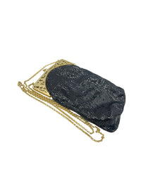 Art Deco Black Mesh Whiting & Davis Vintage Crossbody Handbag - 24 Wishes Vintage Jewelry
