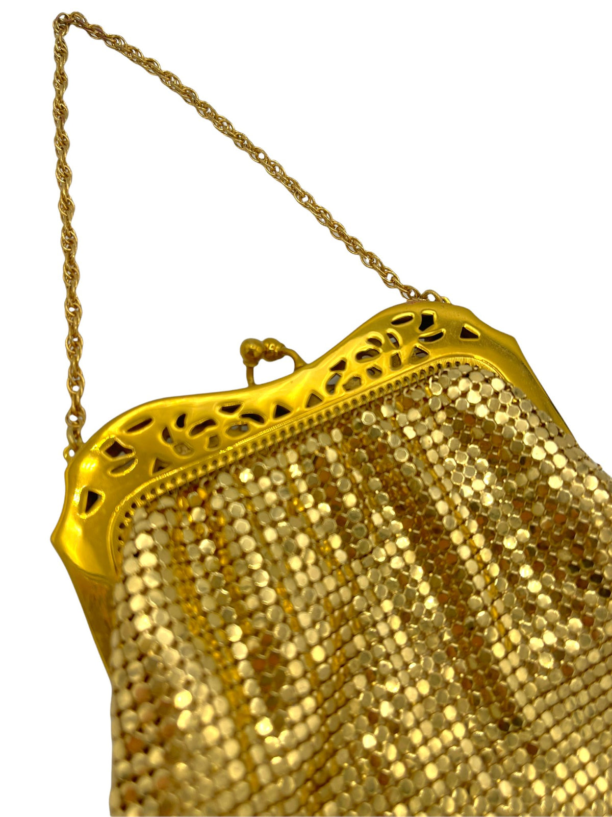 Art Deco Gold Mesh Whiting & Davis Small Vintage Handbag - 24 Wishes Vintage Jewelry