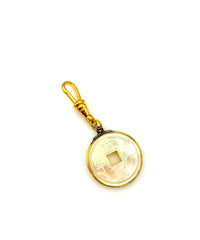 Asian Chinese Mother of Pearl Coin Charm - 24 Wishes Vintage Jewelry