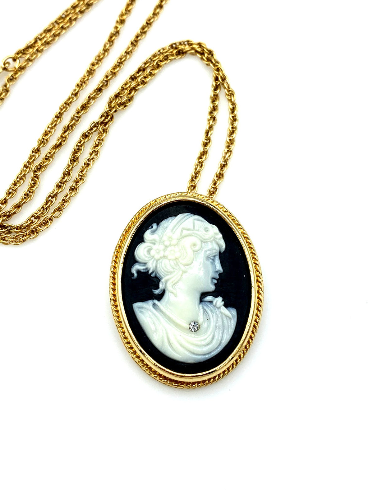 Avon Black Classic Cameo Pendant or Brooch - 24 Wishes Vintage Jewelry