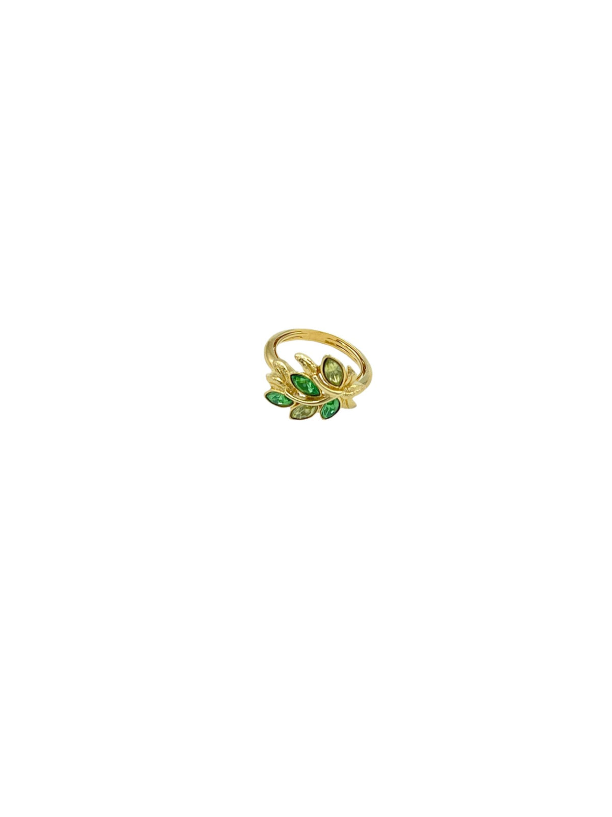 Avon Green Floral Vintage Adjustable Cocktail Ring - 24 Wishes Vintage Jewelry