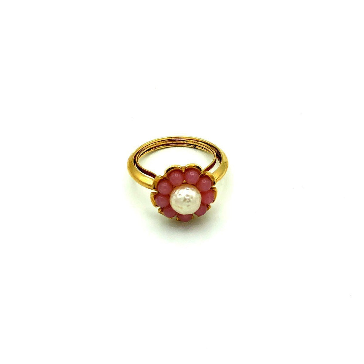 Avon Pearl & Pink Flower Vintage Cocktail Ring - 24 Wishes Vintage Jewelry