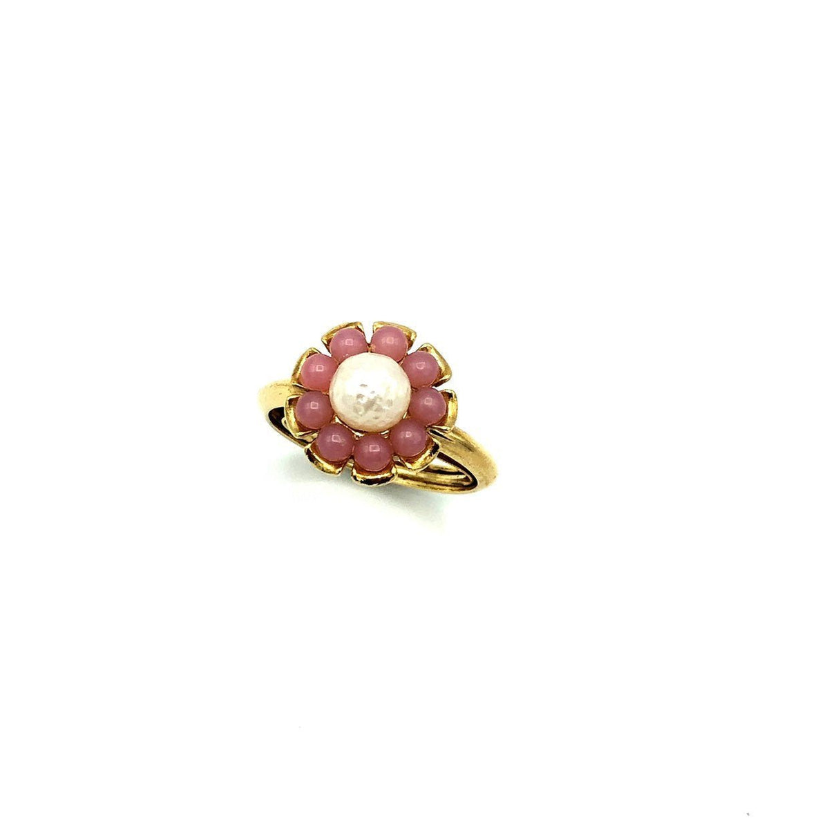 Avon Pearl & Pink Flower Vintage Cocktail Ring - 24 Wishes Vintage Jewelry