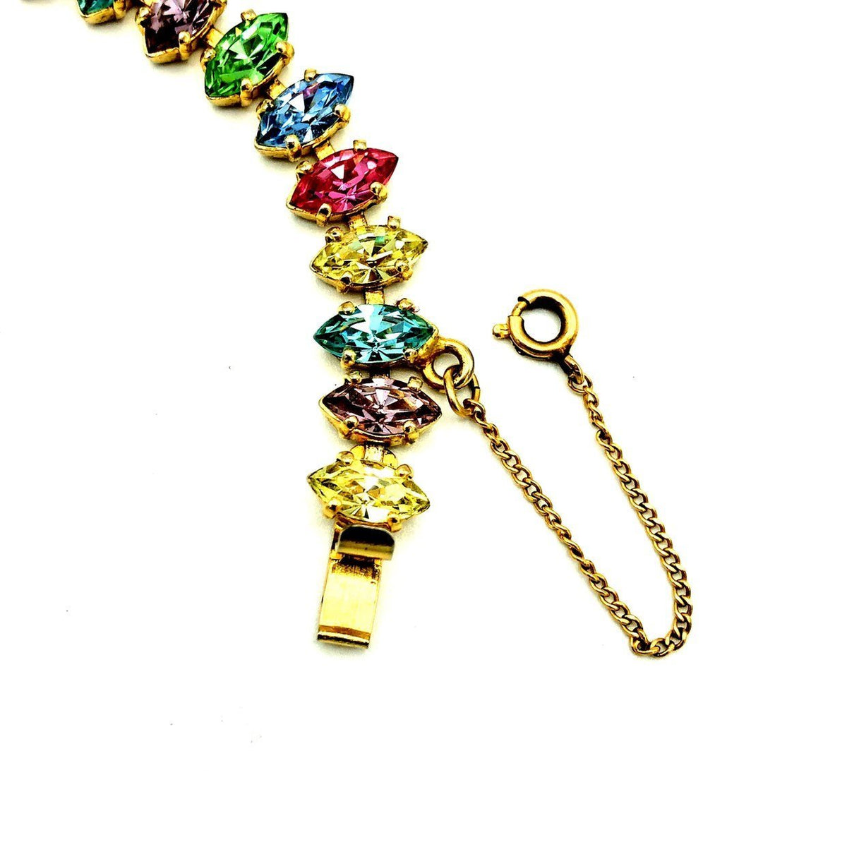 B. David Pastel Marquise Rhinestone Vintage Tennis Bracelet - 24 Wishes Vintage Jewelry