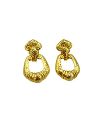 Barrera for Avon Gold Door Knocker Clip-On Earrings - 24 Wishes Vintage Jewelry