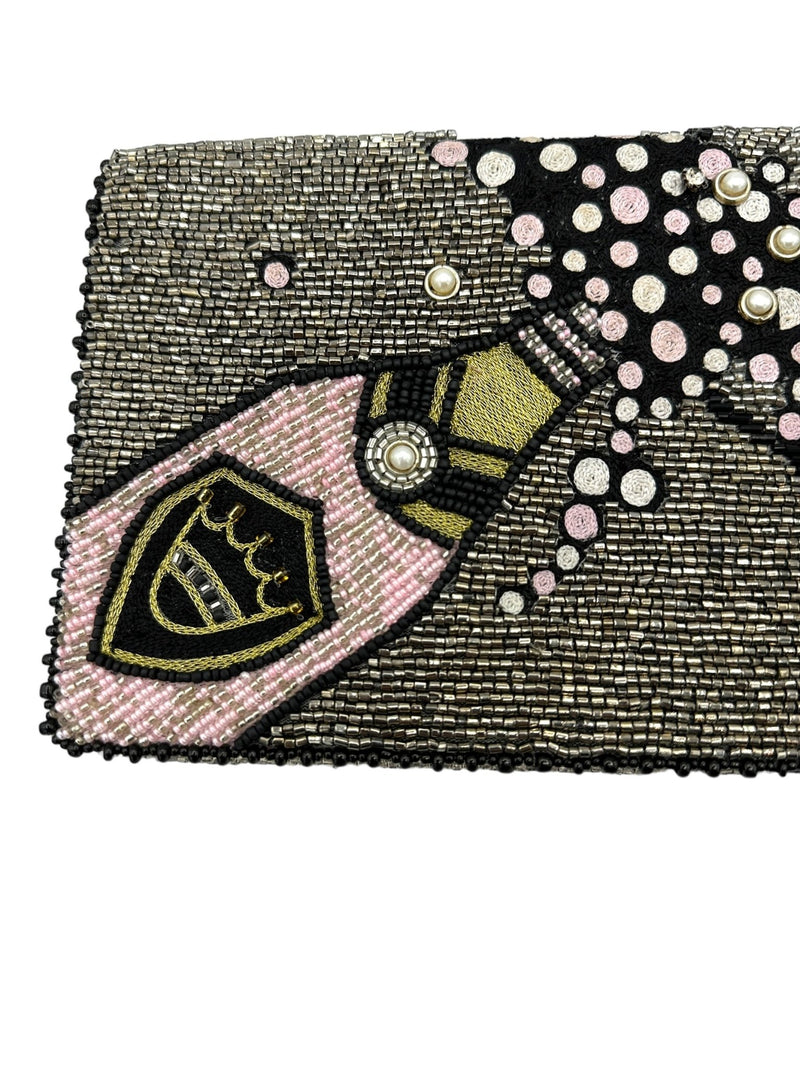Beaded Champagne Bottle Come to the Party Vintage Clutch Handbag by Mary Frances - 24 Wishes Vintage Jewelry