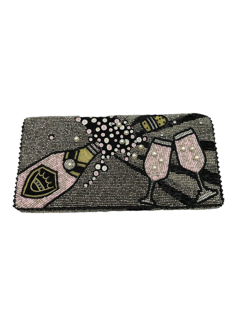 Beaded Champagne Bottle Come to the Party Vintage Clutch Handbag by Mary Frances - 24 Wishes Vintage Jewelry