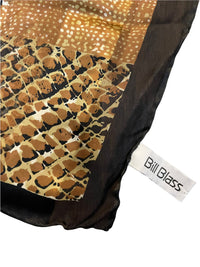 Bill Blass Black & Brown Animal Print Vintage Silk Scarf - 24 Wishes Vintage Jewelry