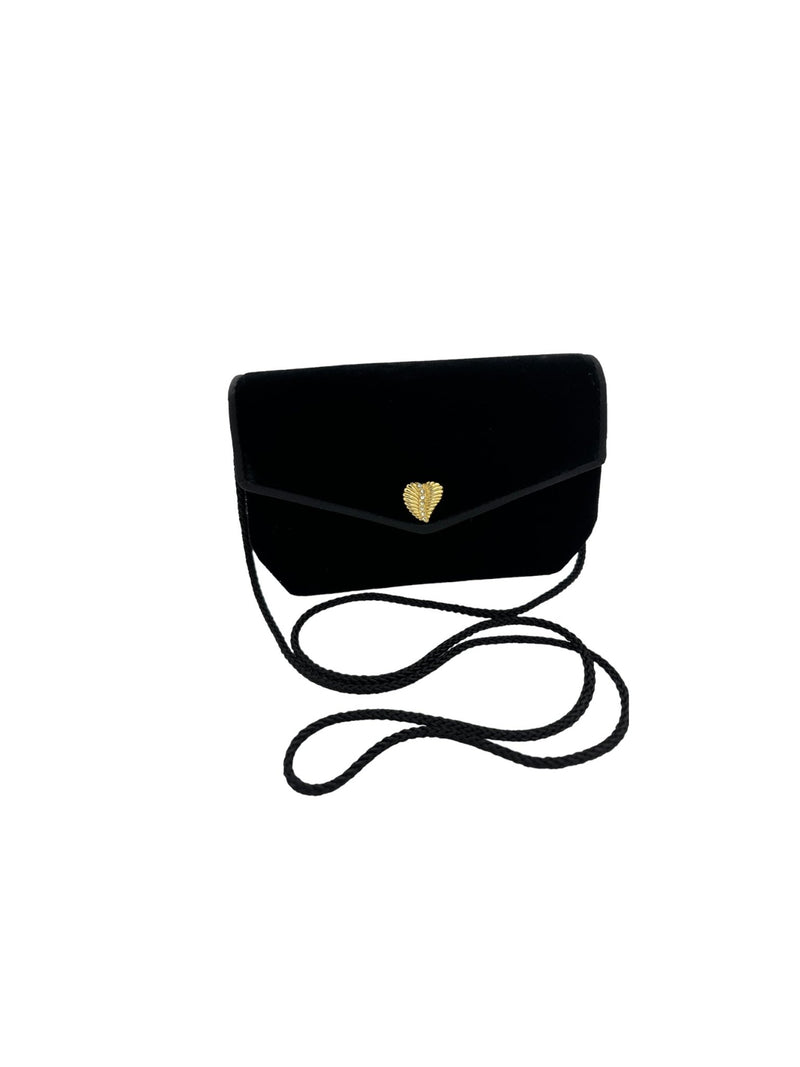 Black Velvet Small Crossbody Handbag - 24 Wishes Vintage Jewelry