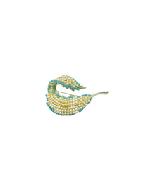 BSK Turquoise Blue & Pearl Vintage Feather Brooch - 24 Wishes Vintage Jewelry