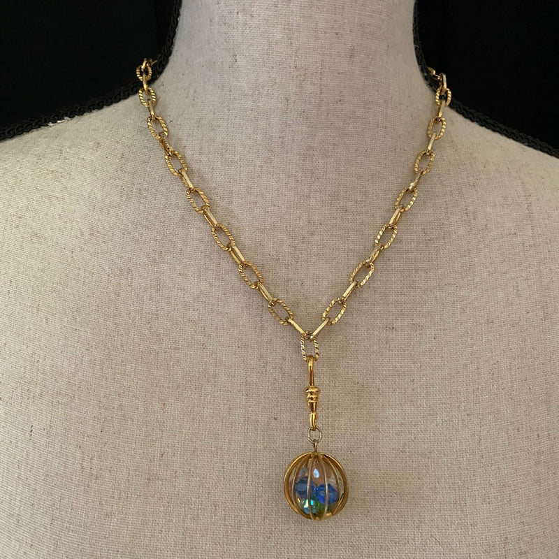 Caged Rainbow Beads Globe Vintage Charm - 24 Wishes Vintage Jewelry