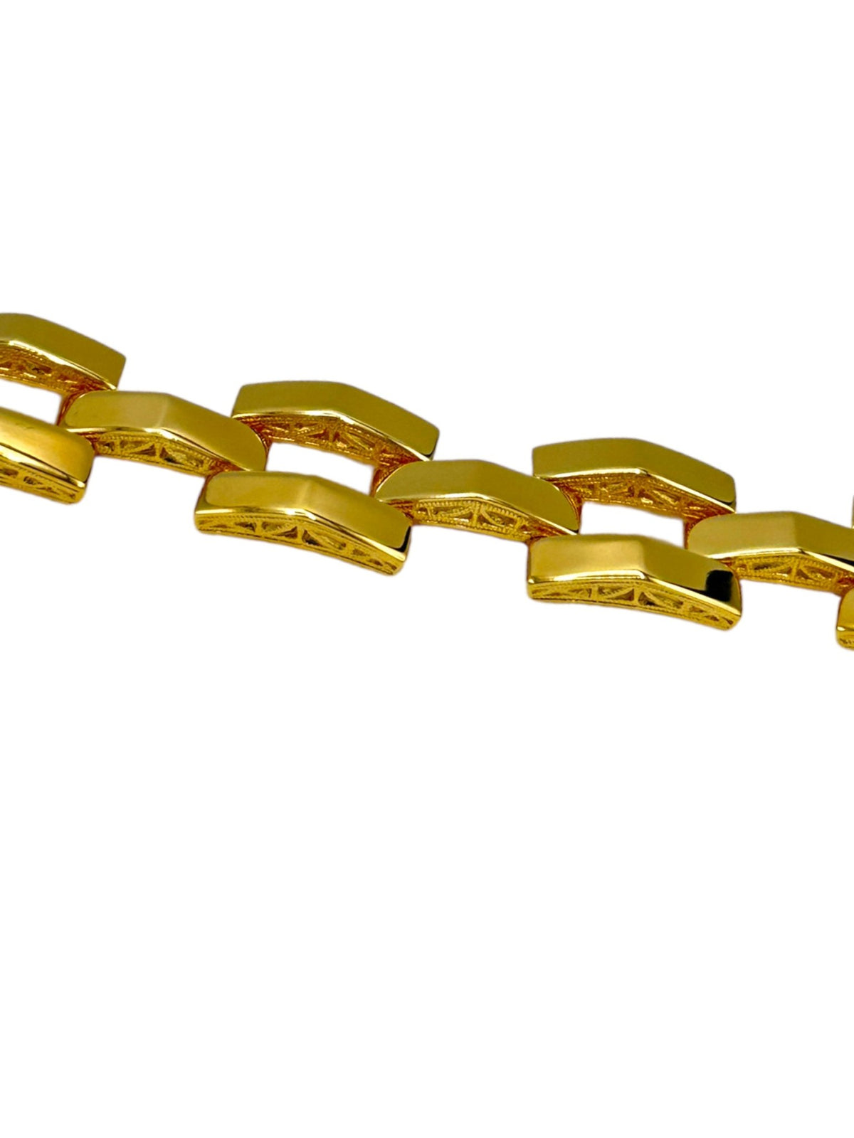 Camrose & Kross Jacqueline Bouvier Kennedy JBK Art Deco Style Gold Pyramid Link Stacking Bracelet - 24 Wishes Vintage Jewelry