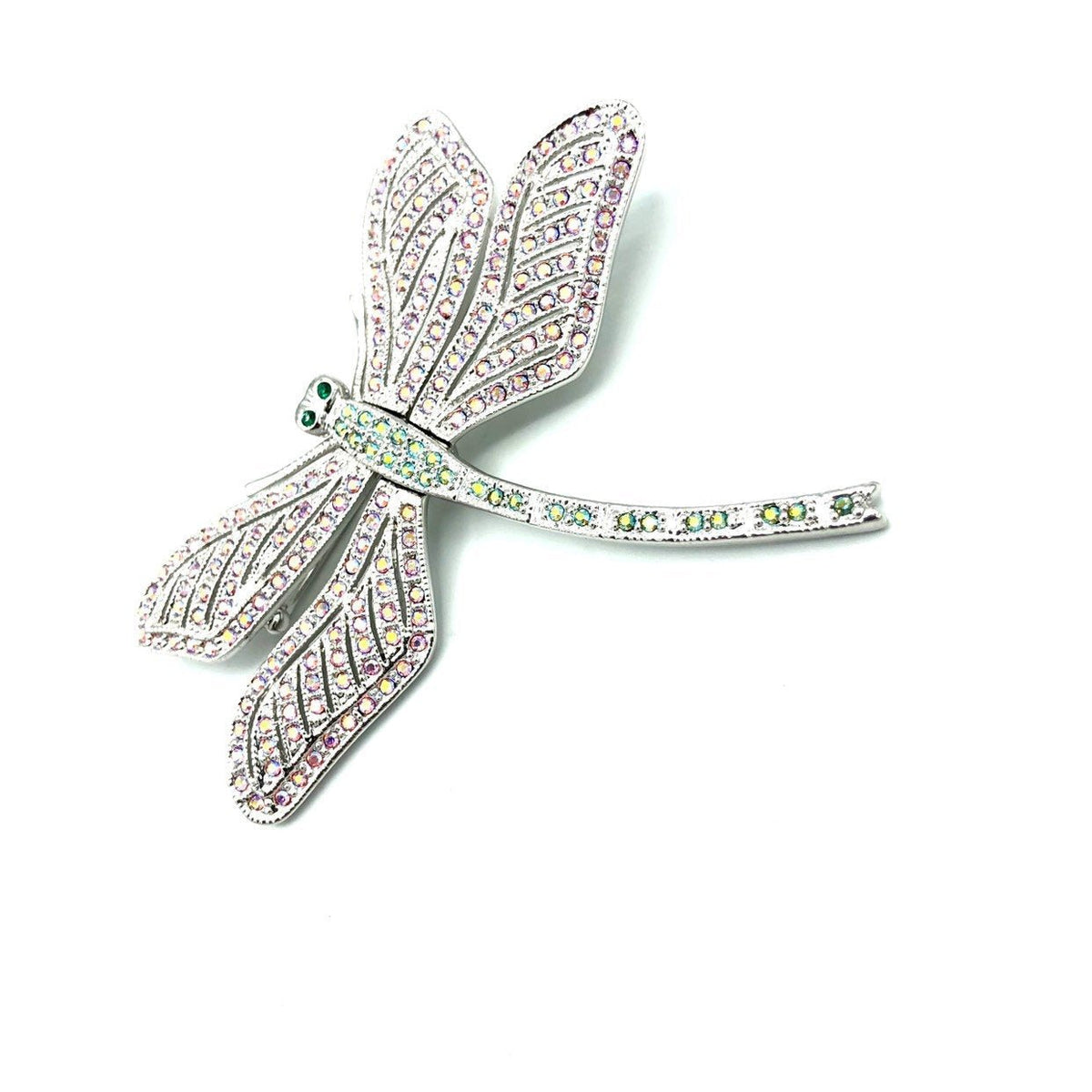 Camrose & Kross Jacqueline Bouvier Kennedy JBK Large Silver Dragonfly Pink Rhinestone Brooch - 24 Wishes Vintage Jewelry