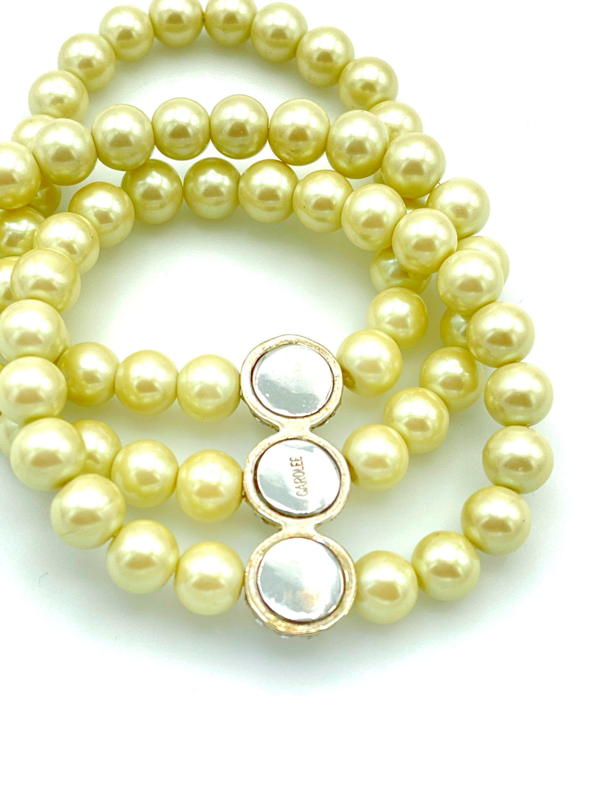 Carolee Three Strand Pearl Vintage Bracelet - 24 Wishes Vintage Jewelry