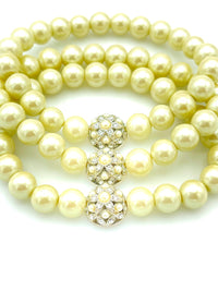 Carolee Three Strand Pearl Vintage Bracelet - 24 Wishes Vintage Jewelry