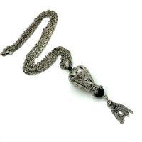Celebrity Silver Layered Multi-Chain Tassel Pendant - 24 Wishes Vintage Jewelry