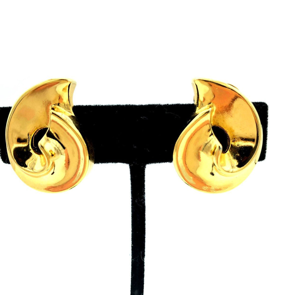 Christian Dior Classic Gold Swirl Vintage Clip-On Earrings - 24 Wishes Vintage Jewelry