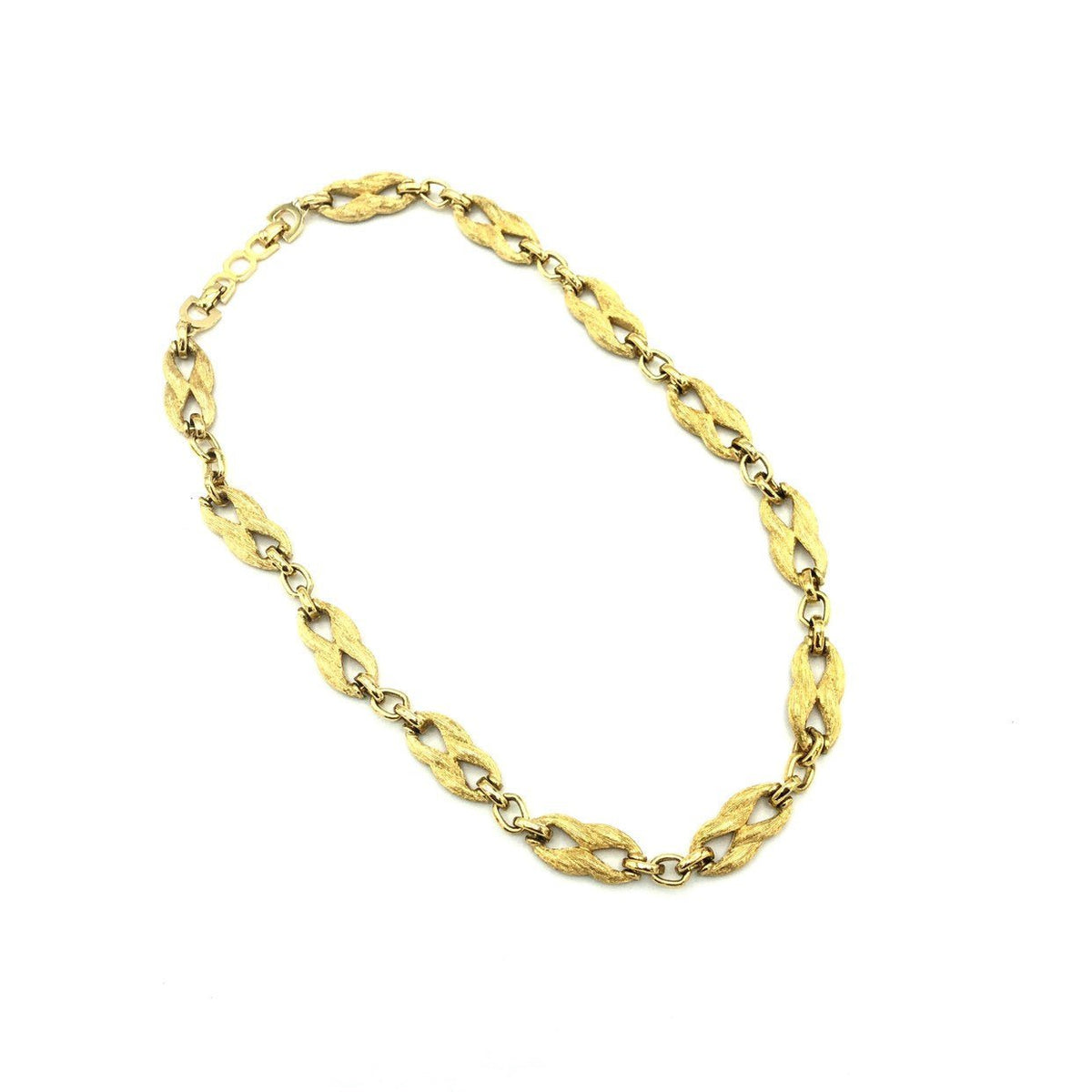 Christian Dior Classic Gold Textured Link Chain Vintage Necklace - 24 Wishes Vintage Jewelry